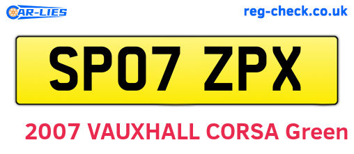 SP07ZPX are the vehicle registration plates.
