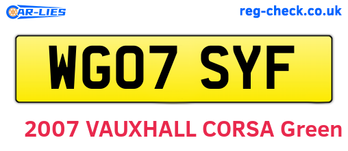 WG07SYF are the vehicle registration plates.