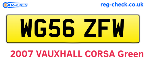 WG56ZFW are the vehicle registration plates.