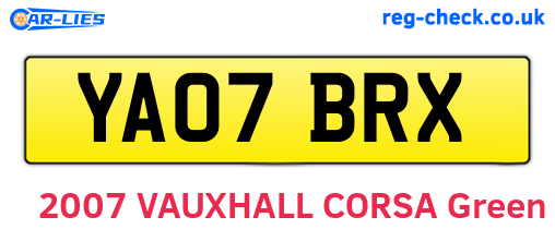 YA07BRX are the vehicle registration plates.