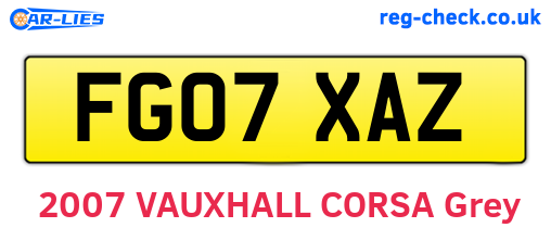 FG07XAZ are the vehicle registration plates.