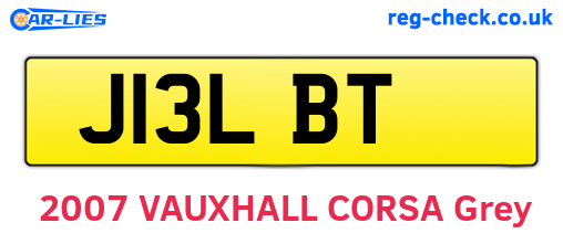 J13LBT are the vehicle registration plates.