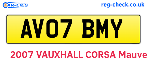 AV07BMY are the vehicle registration plates.