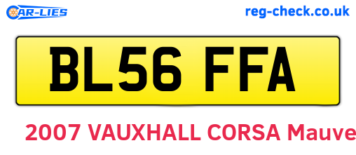 BL56FFA are the vehicle registration plates.