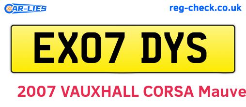 EX07DYS are the vehicle registration plates.