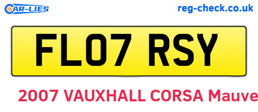 FL07RSY are the vehicle registration plates.