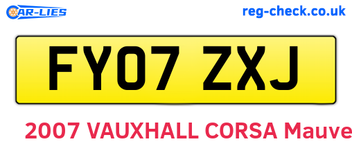 FY07ZXJ are the vehicle registration plates.