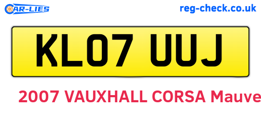 KL07UUJ are the vehicle registration plates.