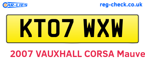 KT07WXW are the vehicle registration plates.