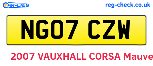 NG07CZW are the vehicle registration plates.
