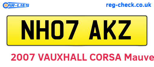 NH07AKZ are the vehicle registration plates.