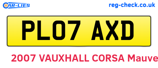 PL07AXD are the vehicle registration plates.