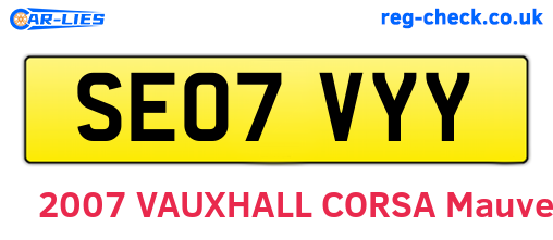 SE07VYY are the vehicle registration plates.