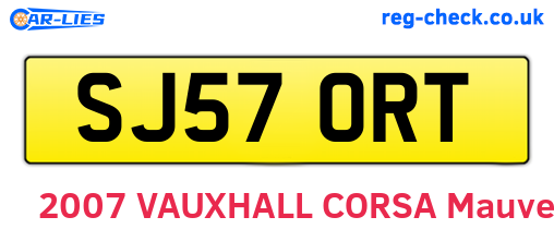 SJ57ORT are the vehicle registration plates.
