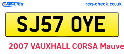 SJ57OYE are the vehicle registration plates.
