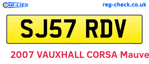 SJ57RDV are the vehicle registration plates.