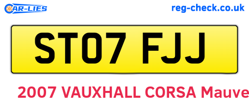 ST07FJJ are the vehicle registration plates.