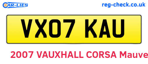 VX07KAU are the vehicle registration plates.