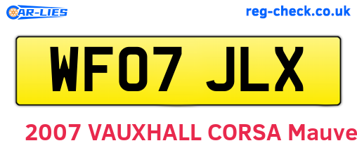 WF07JLX are the vehicle registration plates.