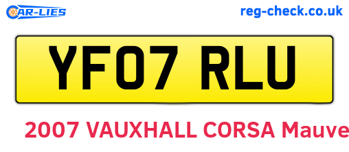 YF07RLU are the vehicle registration plates.