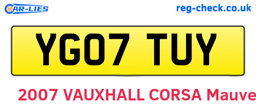 YG07TUY are the vehicle registration plates.