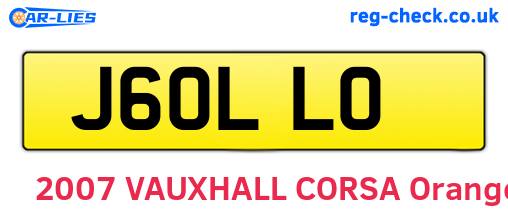 J60LLO are the vehicle registration plates.