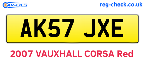 AK57JXE are the vehicle registration plates.