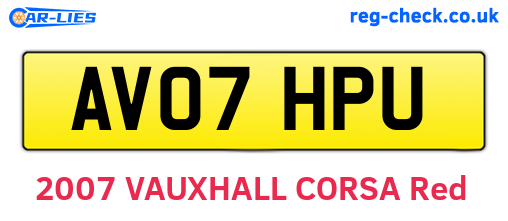 AV07HPU are the vehicle registration plates.