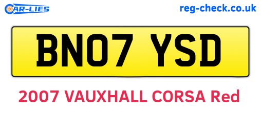 BN07YSD are the vehicle registration plates.