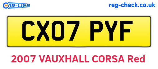 CX07PYF are the vehicle registration plates.