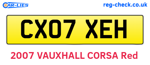 CX07XEH are the vehicle registration plates.