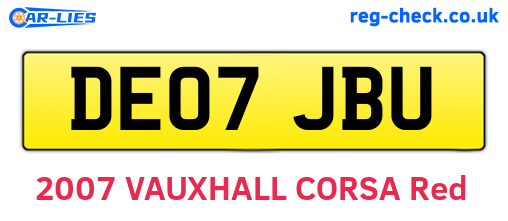 DE07JBU are the vehicle registration plates.