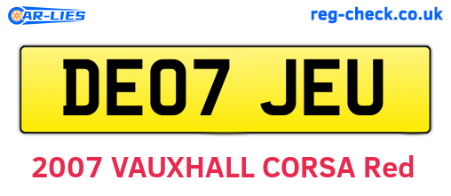 DE07JEU are the vehicle registration plates.