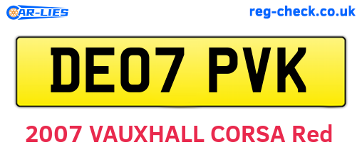 DE07PVK are the vehicle registration plates.