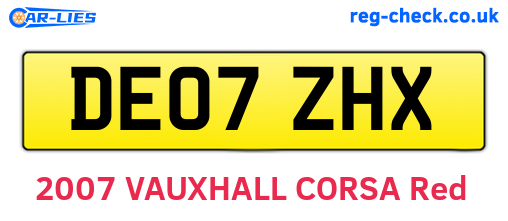 DE07ZHX are the vehicle registration plates.
