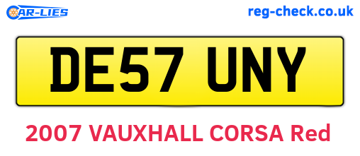 DE57UNY are the vehicle registration plates.