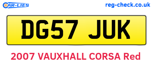 DG57JUK are the vehicle registration plates.