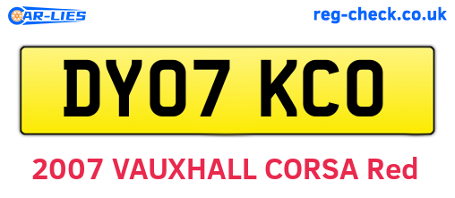 DY07KCO are the vehicle registration plates.