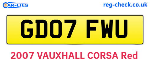 GD07FWU are the vehicle registration plates.