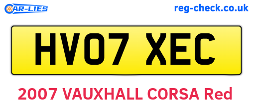 HV07XEC are the vehicle registration plates.