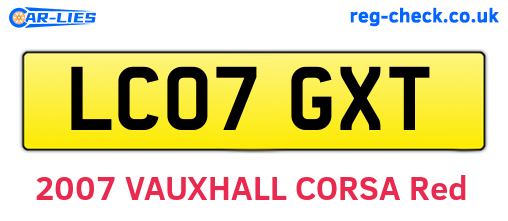 LC07GXT are the vehicle registration plates.