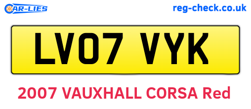 LV07VYK are the vehicle registration plates.