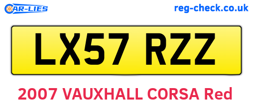 LX57RZZ are the vehicle registration plates.