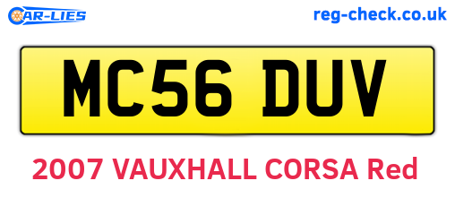 MC56DUV are the vehicle registration plates.