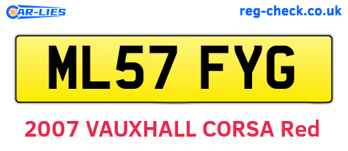 ML57FYG are the vehicle registration plates.
