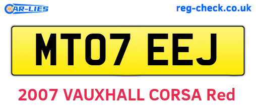 MT07EEJ are the vehicle registration plates.