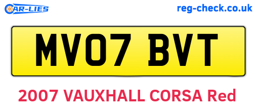 MV07BVT are the vehicle registration plates.