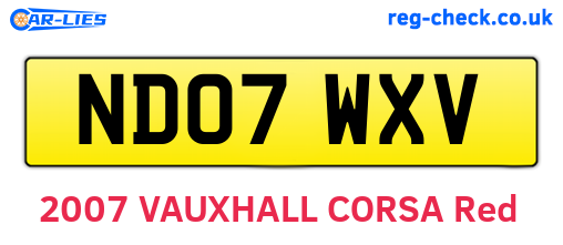 ND07WXV are the vehicle registration plates.