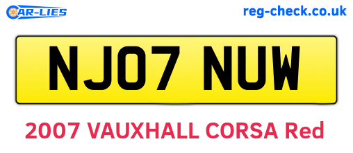 NJ07NUW are the vehicle registration plates.