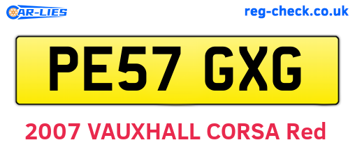 PE57GXG are the vehicle registration plates.